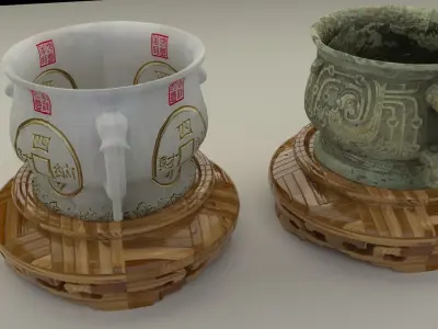 chinese display stand with pot 3D model