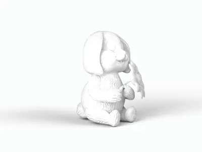 Bunny with flower Low-poly 3D model