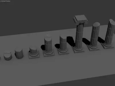 Stylized Roman Columns Ruins 3D model