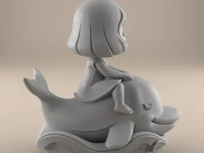 Dolphin Ride 3D Model for Kids Room Decor STL File 3D print model