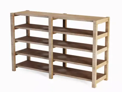 Long Pottery Shelf 05 Low-poly 3D model