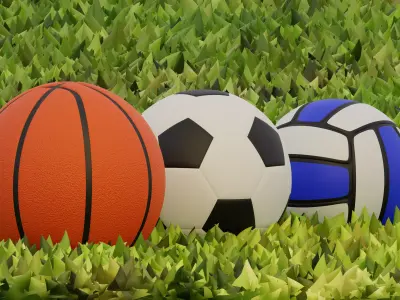 Ball Package - Basketball Football Volleyball Low-poly 3D model
