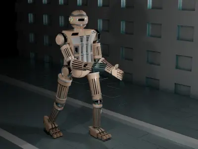Nightwatchman robot in hallway Free 3D model