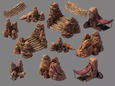 Stone Blood Festival Canyon - Broken Stones 02 3D model