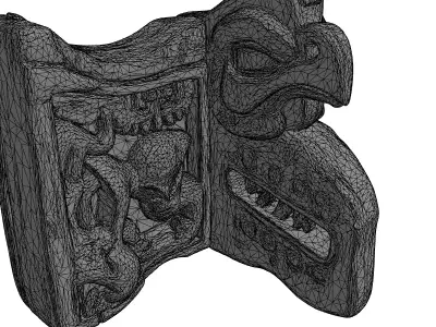 Ancient Tribal Totem Wooden Carving Low-poly 3D model