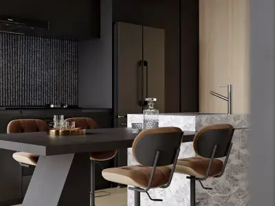 Modern living room dining room interior scenes  3D model