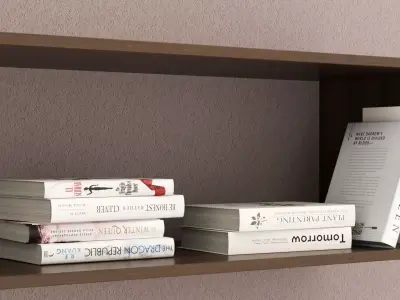 3D model of white hardcover books  3D model