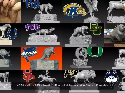 NCAA - NFL - FBS - American Football - Mascot statue Decor 3D Model Collection