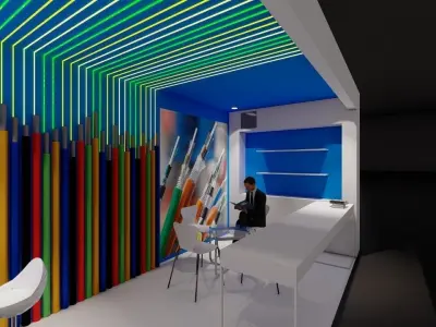 Exhibition model booth with walls 3D model