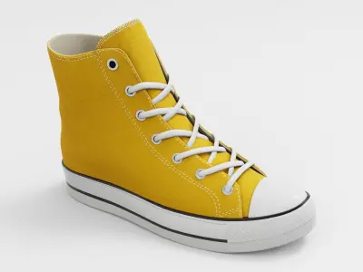 Converse All Star Style Unisex - Shoe Yellow PBR Low-poly 3D model