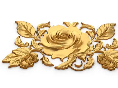 mural classic flowers decor ornament 08 3D model