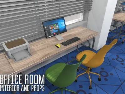 Office room - interior and props 3D model