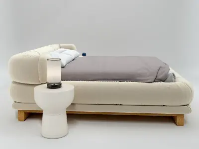 Bed Set with lamp and side table 3D model