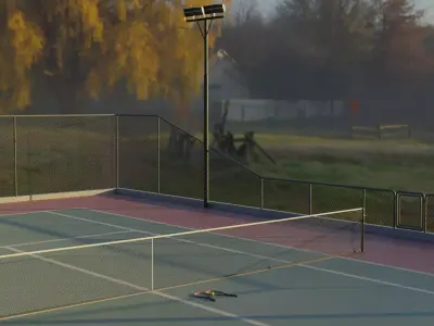 Tennis Court  Low-poly 3D model