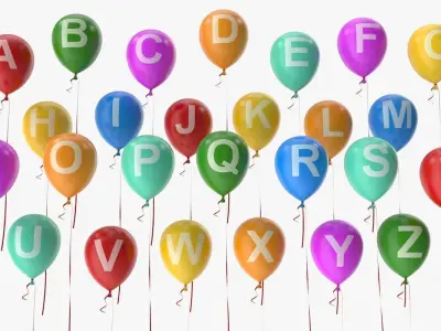 Alphabet on Balloons Low-poly 3D model