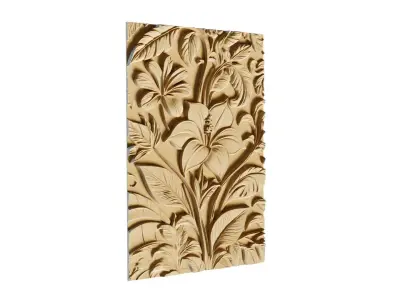 mural flowers decor set wall panel 03 3D model