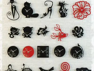 Funny wall clock collection Free 3D model