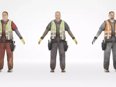 Worker construct Pack Low-poly 3D model Low-poly 3D model