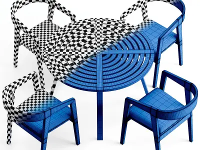 Wood Table Chair 3D model