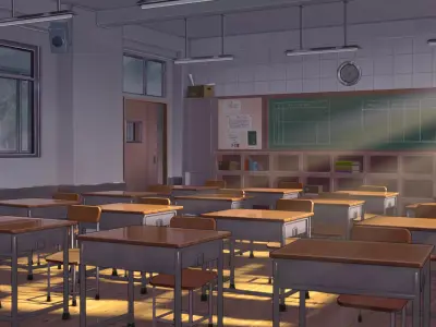 blender 3D to 2D Classroom scene 3D model