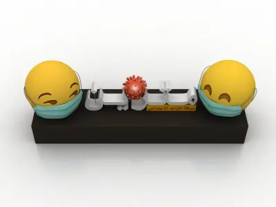 Social Distancing model for coronavirus Low-poly 3D model