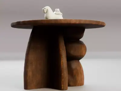 Sculptural Wooden Table 3D model