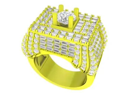 A7650 Luxury Straight Baguette Men Ring 3D Model 3D print model