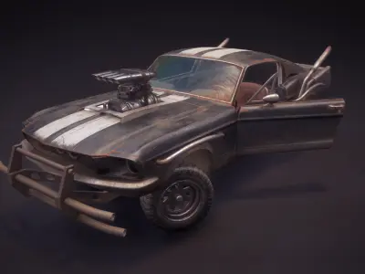 Post Apocalyptic car Low-poly 3D model