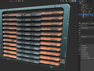 sci fi   window with Shutters - modular  Low-poly 3D model