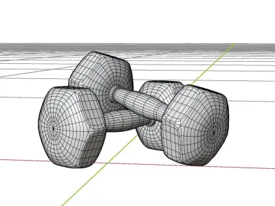 Dumbbell two silver dumbbells 3D model