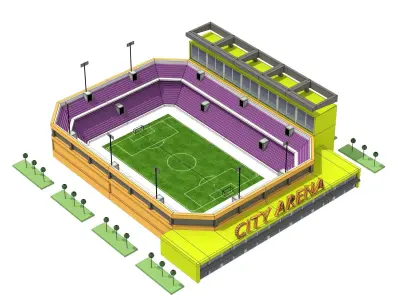 low poly city arena football stadium Free low-poly 3D model