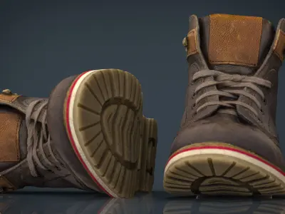 Hiking Boots 2 Low-poly 3D model