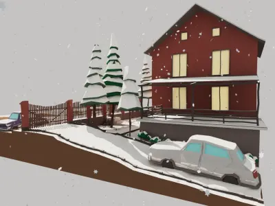 Low Poly of my personal house Low-poly 3D model