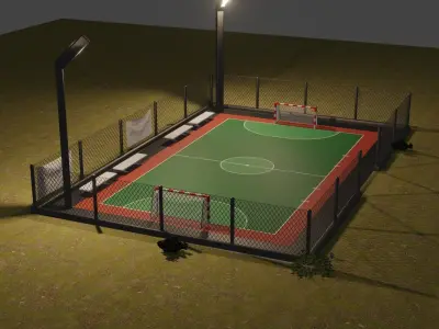 Lowpoly socker ground Low-poly 3D model