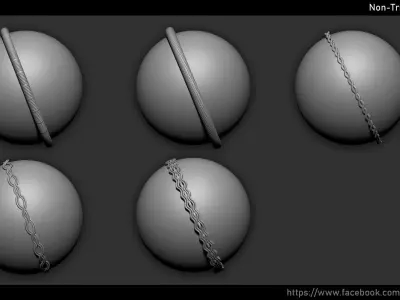 Zbrush - Ropes IMM Brush and Meshes 3D model