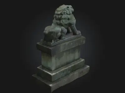 Stone Guardian Lion Majestic Protector Sculpture 3D model