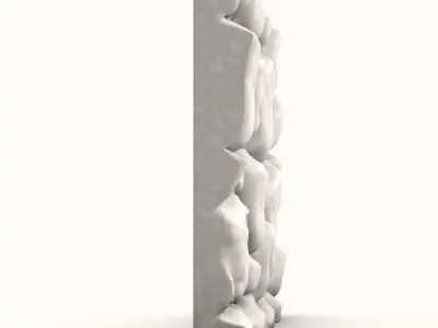 Overgrown Stone Wall Modular Piece 3D model