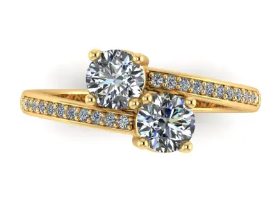 AG 900 DIAMOND TWO STONE RING  3D print model