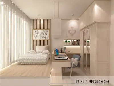 Kid Bedroom with Modern Japanese Interior Concept 3D model