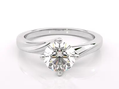 Four Claw Twist Engagement Ring 3D print model