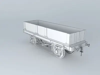 E 3 PLANK wooden train car Free 3D model