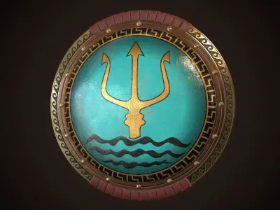 Hoplite Shield Trident Low-poly 3D model