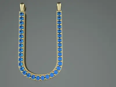 Diamond U Pendant Gold Silver Platinum Luxury Jewelry 3D print model