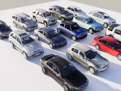 Low Poly Parking lot cars Low-poly 3D model