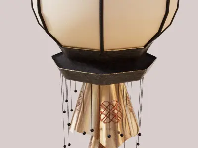 Chinese lanterns and Chinese rooftops Animation 3D model