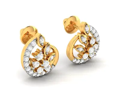 Women Studs Earrings 3dm STL FBX OBJ Render Detail 3D print model