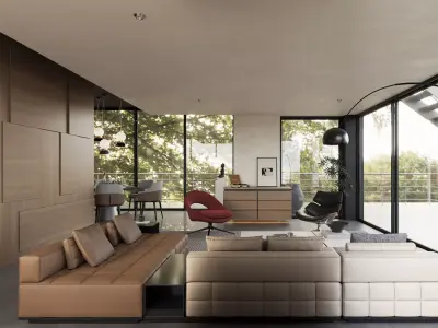 Interior Scene Japandi - 3d Model - Lighting 3D model