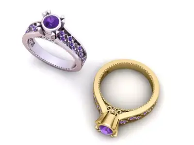 Royal Crown Engagement Ring 3D print model