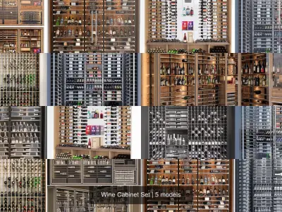 Wine Cabinet Set 3D Model Collection