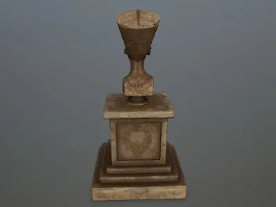Nefertiti wooden trophy Low-poly 3D model